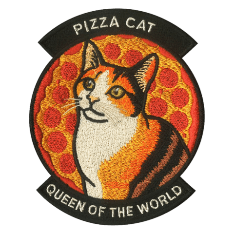 Pizza Cat Queen of the Deid Embroidered Patch – Badass Patches display picture 1